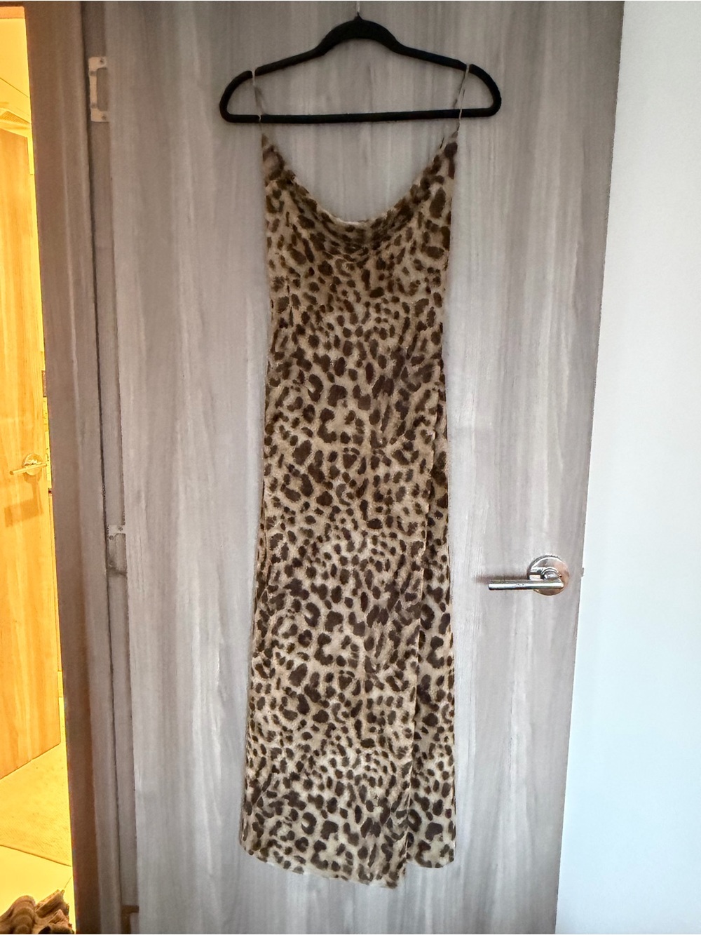 Leopard Print Slip Maxi Dress - Brown & Tan XS - Picture 2 of 2
